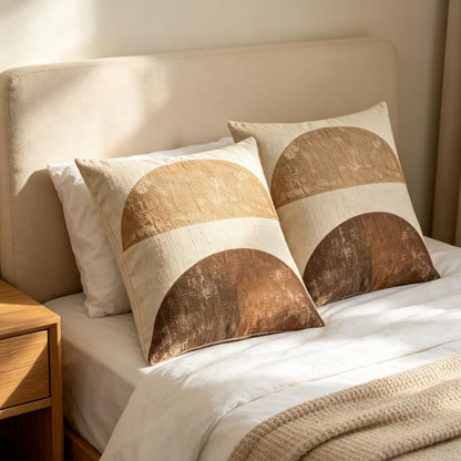 Linen Throw Pillow Covers Set of 2, Boho Geometric Design - color: A20004, size: 18" x 18" (Pack of 2)