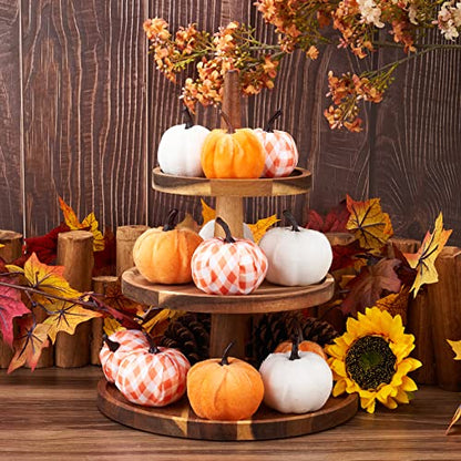 Pumpkin Decor Fake Foam Harvest Decorative Velvet Pumpkins Set of 12 Mantel Table Centerpiece Farmhouse Thanksgiving Fall Decorations for Home