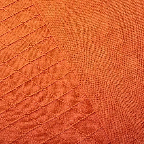 Acrylic Knitted Throw Blanket, 50 x 60 Inches, Orange - color: Orange