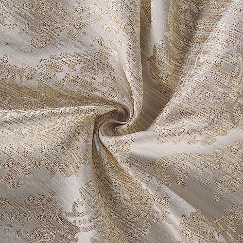 Loom and Mill Luxury Jacquard Valances for Windows, Light Taupe, 54"x18" - color: Light Taupe+gold