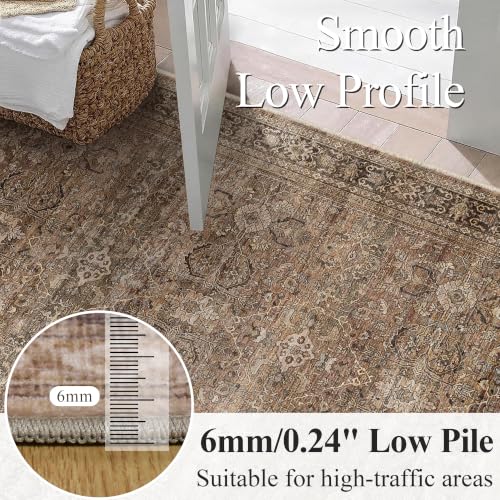 Schweek 2x5 Runner Rug Washable Non-Slip Neutral Rugs for Hallways Brown - color: Brown, size: 2' x 5' (Runner)