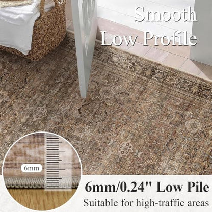 Schweek 2x5 Runner Rug Washable Non-Slip Neutral Rugs for Hallways Brown - color: Brown, size: 2' x 5' (Runner)