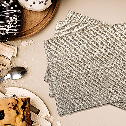 Urban Villa Two Tone Placemat Cotton Tablemat 14x20 (Set of 6) Eggshell - color: Egg Shell, size: 14" x 20"