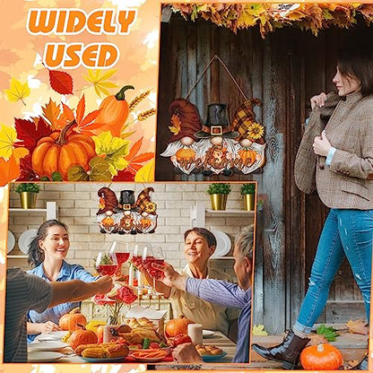 Huwena Fall Decorations for Home, Wooden Gnome Welcome Door Sign Harvest - style: Pumpkin Gnome Style