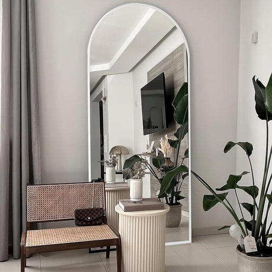 70"x26" Full Length Mirror, Large Arched Floor Mirror, White - color: White, size: 70"L x 26"W