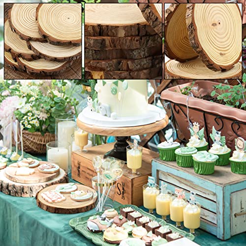 FSWCCK 6 Pack Nature Unfinished Round Wood Slices, 7-8 Inches Wooden Circle, Large Wood Slabs for Weddings Centerpieces Decor and DIY Painting Crafts - size: 7"- 8 "