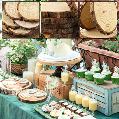 FSWCCK 6 Pack Nature Unfinished Round Wood Slices, 7-8 Inches Wooden Circle, Large Wood Slabs for Weddings Centerpieces Decor and DIY Painting Crafts - size: 7"- 8 "