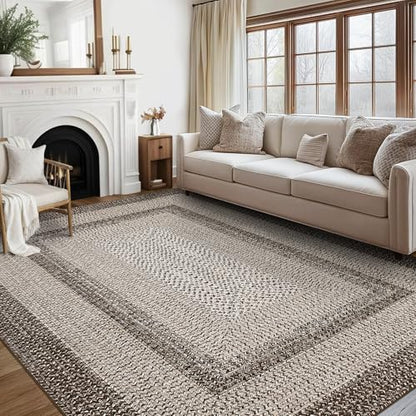 RUGSREAL Washable Rug 5x7 Modern Geometric Living Room Bedroom Rugs - color: Mocha, size: 5' x 7' (Rectangular)
