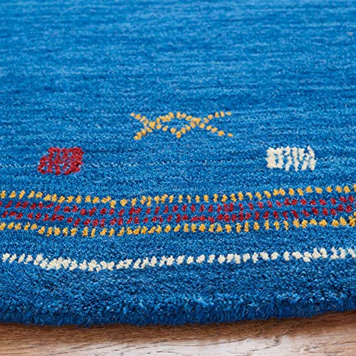 SAFAVIEH Himalaya Collection 6' Round Blue HIM563M Handmade Premium Wool Area Rug - color: Blue, size: 6' (Round)