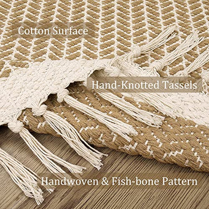 Lahome Boho Bathroom Runner Rug, 2x6 Washable Rugs for Laundry Room - color: Khaki, size: 2' x 6' (Runner)