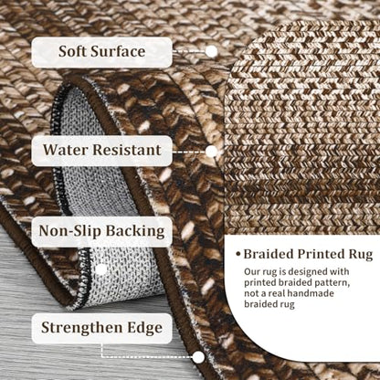 RUGSREAL 5x8 Oval Washable Rug Living Room Modern Border Bedroom Area Rugs - color: Brown, size: 5' x 8' (Oval)