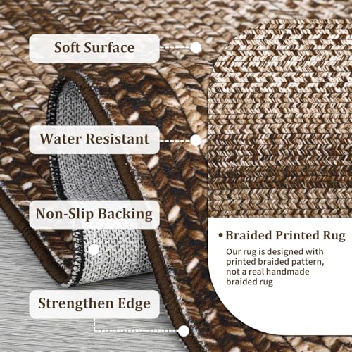 RUGSREAL Braided Print Runner Rug 2x8 Machine Washable Hallway Runner Rugs - color: Brown, size: 2' x 8' (Runner)