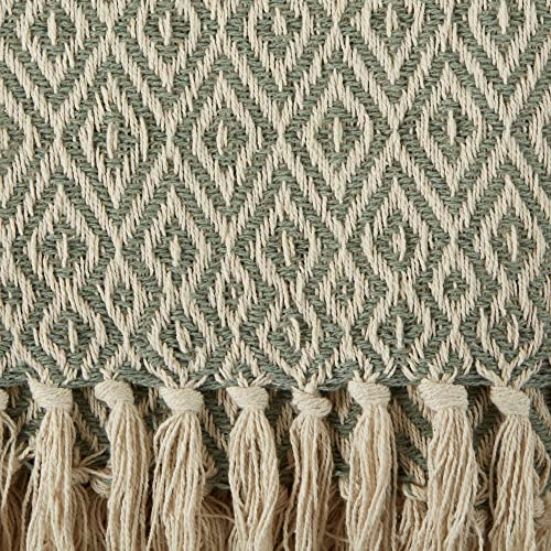 DII Rustic Farmhouse Double Diamond Woven Throw, 50x60, Artichoke Green - color: Artichoke Green, size: 50x60"