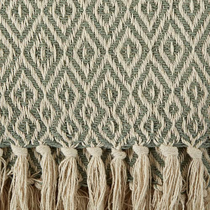 DII Rustic Farmhouse Double Diamond Woven Throw, 50x60, Artichoke Green - color: Artichoke Green, size: 50x60"