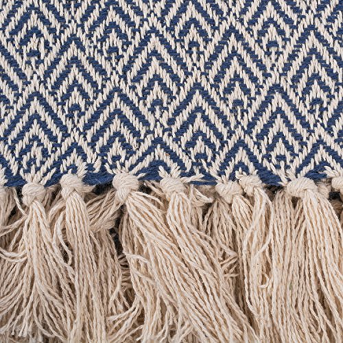 DII Diamond Throw Collection Cotton Woven, 50x60, Nautical Blue - color: Nautical Blue, size: 50x60"