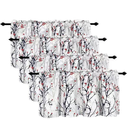 poefun 4 Panels Blackout Curtain Valances for Windows/Bedroom/Living Room/Bathroom/Farmhouse/Laundry with Rod Pocket 52 x 18 Inches Long, Black Tree Branch Valance - color: Tree Branch Cherry Black, size: 52"W x 18"L (Pack of 4)
