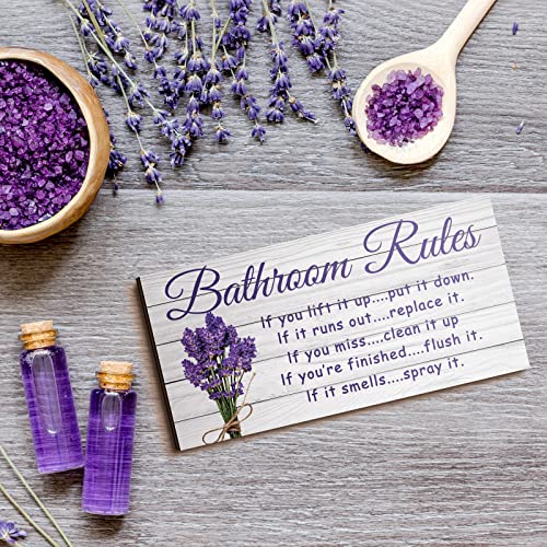 Jetec 2 Pcs Lavender Bathroom Wall Decor Wooden Signs 12 x 6 Inch - style: Lavender Style