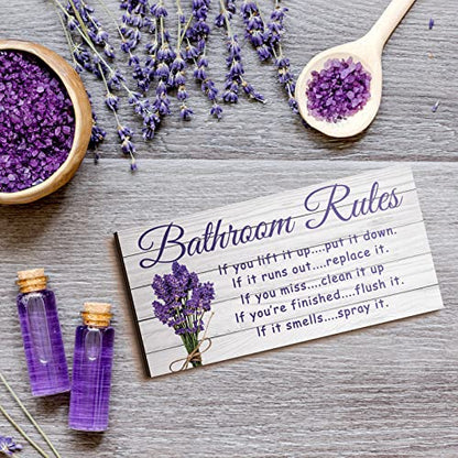 Jetec 2 Pcs Lavender Bathroom Wall Decor Wooden Signs 12 x 6 Inch - style: Lavender Style