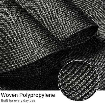 FunWheat Round Braided Placemats Set of 4 Table Mats for Dining Tables Woven Washable Non-Slip Place mats 15inch (Black, 4pcs) - color: Black, size: Set of 4