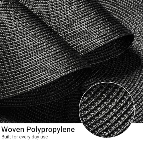 FunWheat Round Braided Placemats Set of 8 Place Mats for Dining Table Woven Washable Non-Slip Table Mats 15 Inch(Black,8pcs) - color: Black, size: Set of 8