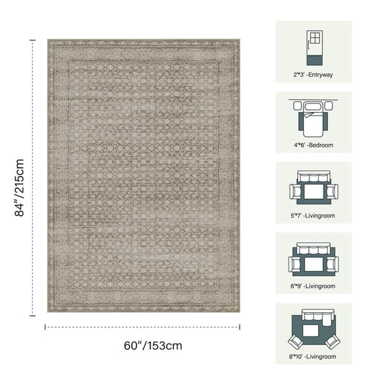 Area Rugs 5x7, Washable Rugs for Living Room,Apricot - color: Apricot, size: 5' x 7' (Rectangular)