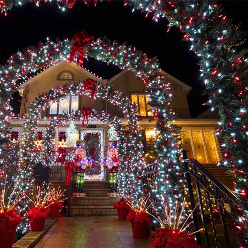 HOME LIGHTING 66ft Valentines Decorative Mini Lights, 200 LED Green Wire Fairy String Lights Plug in, 8 Lighting Mode, for Indoor Outdoor Christmas Tree Wedding Party Garden Decor (Red & White) - color: Red & White