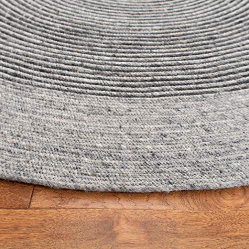 SAFAVIEH Braided Round Rug 4', Wool Grey & Black BRD904F - color: Grey/Black, size: 4' (Round)