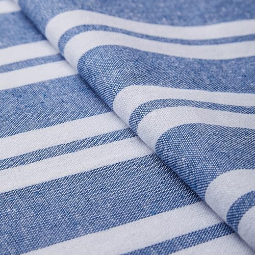 Encasa XO Table Runner, Woven Cotton Dining Linens 13"x72" Blue - color: Franca Blue Stripes, size: 13x72 in
