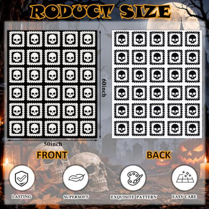 Halloween Halloween Gothic Skull Blanket Reversible Goth Knit Throw Blanket - color: Black and White, style: Halloween Ghost Blanket