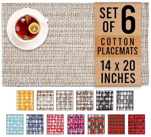 Urban Villa Two Tone Placemat Cotton Tablemat 14x20 (Set of 6) Eggshell - color: Egg Shell, size: 14" x 20"