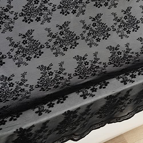 TUDECO Black Lace Shower Curtain for Small Bathroom, 36''W x 72''L - color: Black, size: 36"W x 72"L (Pack of 1)