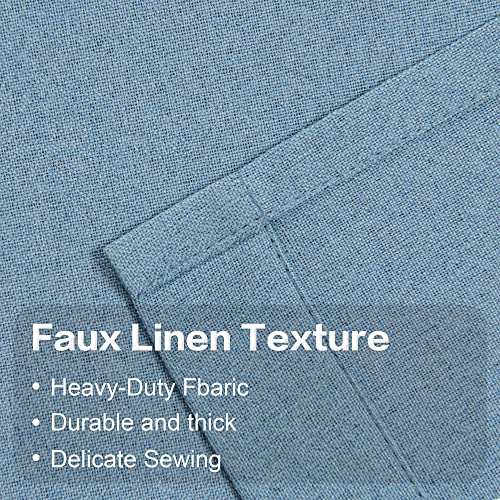 Air Blue 100% Blackout Linen Curtains 102 Inches Long 2 Panels for Villa Bedroom,Modern Farmhouse Full Black Out Room Darkening Thermal Insulated Large Window Curtain Panels W50 x L102 Inch Length - color: Air Blue, size: 50"W x 102"L (Pack of 2)