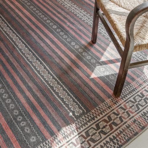 Vibe Stripe 2'6" x 12' Rust Red & Clay Runner Rug - Persian-inspired design - size: 2'6" x 8' (Rectangular)