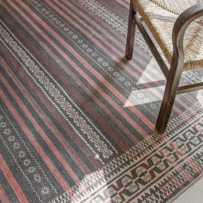 Vibe Stripe 3' x 5' Rust Red & Clay Accent Rug - Persian-inspired design - size: 3' x 5' (Rectangular)