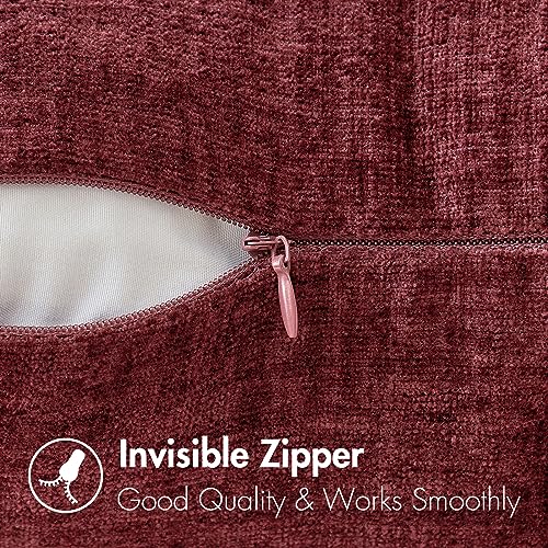 MIULEE Soft Chenille Throw Pillow Covers Burgundy 16x16 Inch Pack of 2 - color: Burgundy, size: 16" x 16" (Pack of 2)