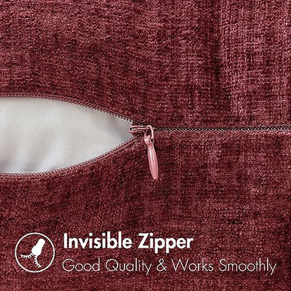 MIULEE Soft Chenille Throw Pillow Covers Burgundy 16x16 Inch Pack of 2 - color: Burgundy, size: 16" x 16" (Pack of 2)