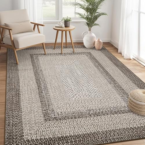 RUGSREAL Washable Rug 5x7 Modern Geometric Living Room Bedroom Rugs - color: Mocha, size: 5' x 7' (Rectangular)