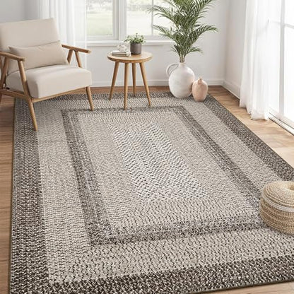 RUGSREAL 8x10 Washable Area Rug for Living Room with Rubber Backing - color: Mocha, size: 8' x 10' (Rectangular)