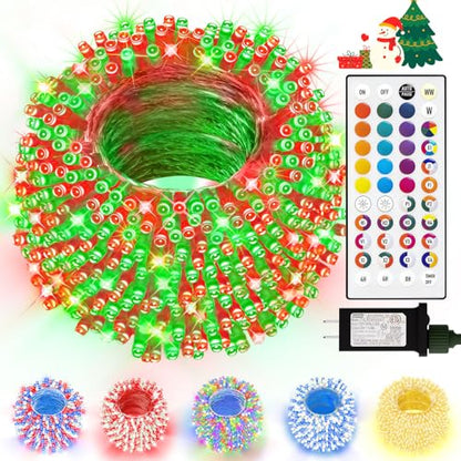 LitHome Color Changing Christmas String Lights with Remote, 99Ft 300 LED - color: Clear Wire, size: 300LED / 99FT