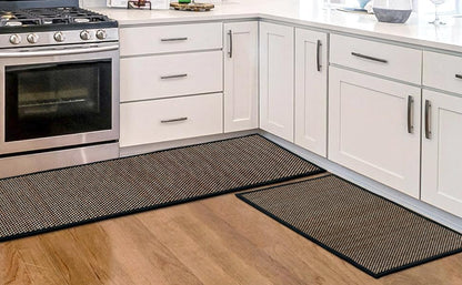 Artoid Mode Non-Skid Kitchen Rugs and Mats Set of 2-17x29 + 17x47 - color: Black, size: 17" x 29" /17" x 47"
