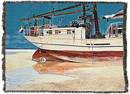 Pure Country Weavers St. Christopher Beached Blanket by Roger Bansemer - Coastal Ocean Beach Gift Tapestry Throw Woven from Cotton - Made in the USA (72x54) - color: St. Christopher