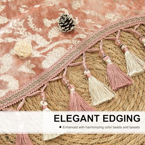 Leeva Velvet Scalloped Valance, Rod Pocket, 52 x 18, Romantic Pink, 1 Panel - color: Pink