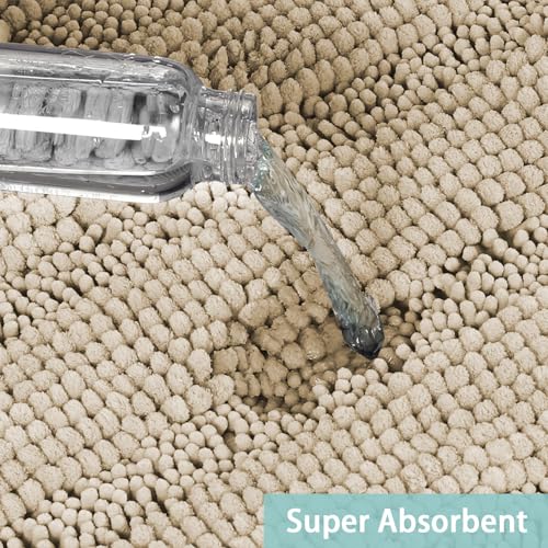 Turquoize Small Bathroom Rug 17x24, Soft Absorbent Chenille Bath Rug, Fog - color: Fog, size: 17" x 24"