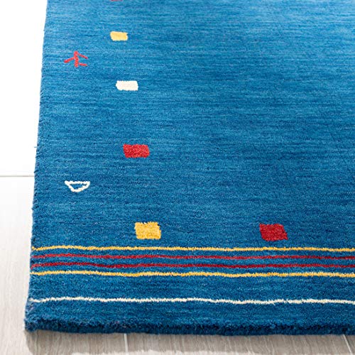 SAFAVIEH Himalaya Collection Accent Rug - 3' x 5', Blue, Handmade Boho Tribal Wool, Ideal for High Traffic Areas in Entryway, Living Room, Bedroom (HIM563M) - color: Blue, size: 3' x 5' (Rectangular)