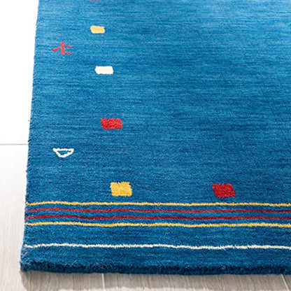 SAFAVIEH Himalaya Collection Accent Rug - 3' x 5', Blue, Handmade Boho Tribal Wool, Ideal for High Traffic Areas in Entryway, Living Room, Bedroom (HIM563M) - color: Blue, size: 3' x 5' (Rectangular)