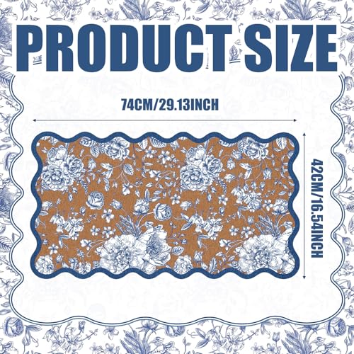 Blue Floral Doormat Outdoor Scalloped Rug Flowers Welcome Faux Coir Mat - style: Blue Floral