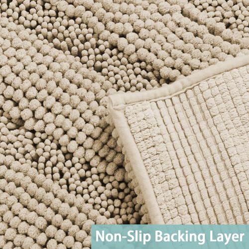 Turquoize Small Bathroom Rug 17x24, Soft Absorbent Chenille Bath Rug, Fog - color: Fog, size: 17" x 24"