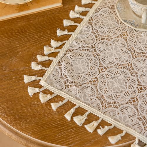 Sheer Boho Lace Curtains 72 Inches Long, Beige, Set of 2 Panels - color: Beige, size: 59"W x 72"L (Pack of 2)