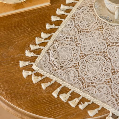 Sheer Boho Lace Curtains 72 Inches Long, Beige, Set of 2 Panels - color: Beige, size: 59"W x 72"L (Pack of 2)