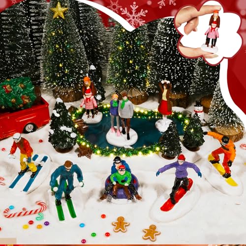 Rileryan 8 PCS Miniature Christmas Village People Figurines Set - style: B